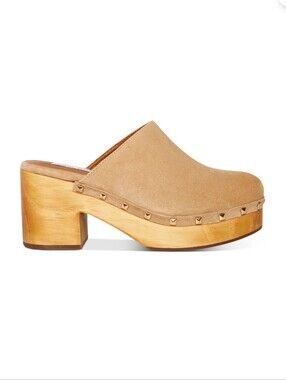 Steve Madden Brooklyn Studded Leather Clogs Tan
